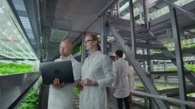 Bilim adamlarından oluşan bir ekip, bilgisayar ve tablet kullanarak dikey çiftliklerde yetişen sebzeleri araştırıyor. Geleceğin sebze çiftliği, GDO 'suz taze ve temiz ürünler.