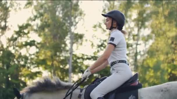 女性から乗馬。スローモーション — ストック動画