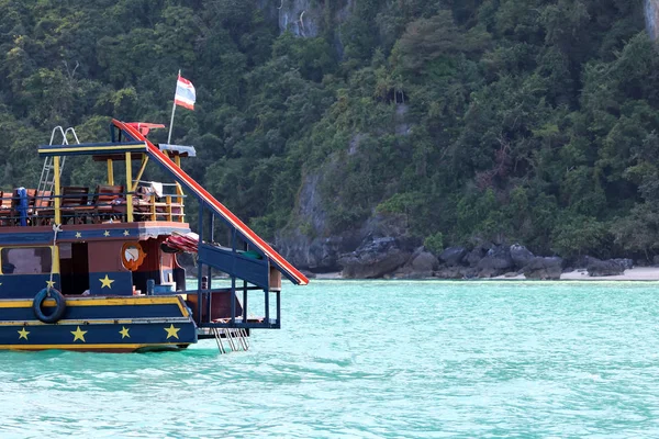 Deslizador Parte Posterior Del Barco Madera Mar Golfo Tailandia — Foto de Stock