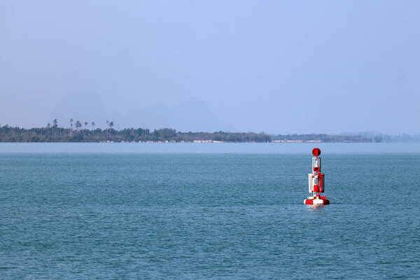 Red buoy Navigation or lateral Marks floating in the sea,Gulf of Thailand. 