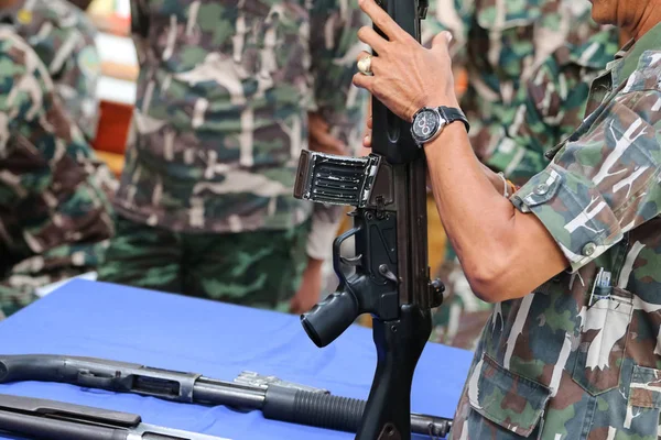 Forestales Soldados Están Enseñando Usar Armas Municiones Tailandia — Foto de Stock