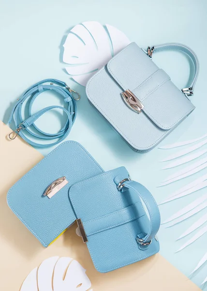 Twee mode licht blauwe tassen en hunne onderdelen — Stockfoto