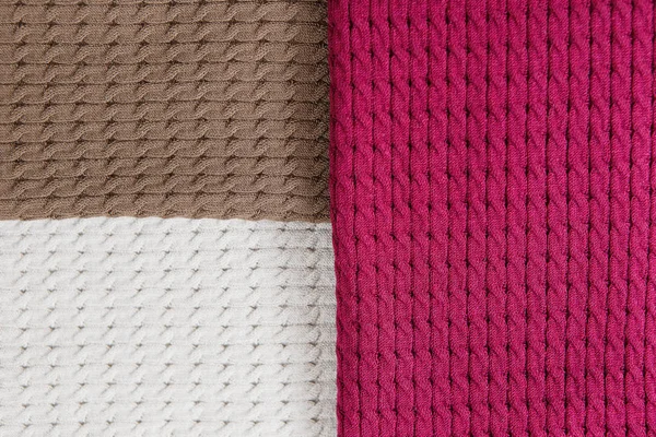 Lichte Donkere Textiel Van Bruin Donker Roze Knited Achtergrond — Stockfoto