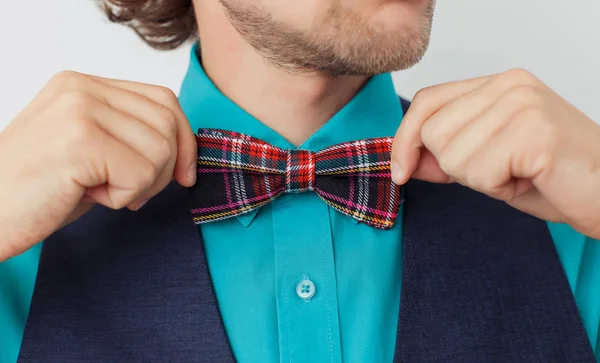 Business man with beard in a bow tie — Stock Photo, Image