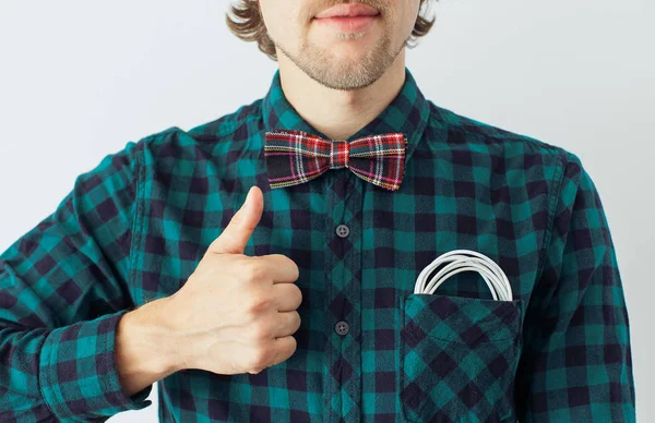 Lavoratore con la barba in un papillon — Foto Stock