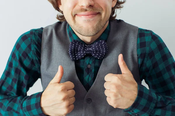 Positive man with beard in a bowtie — Stock Photo, Image