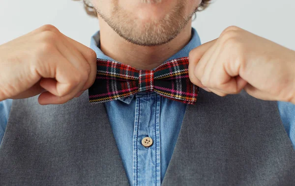 Man with beard in a bowtie — Stock Photo, Image