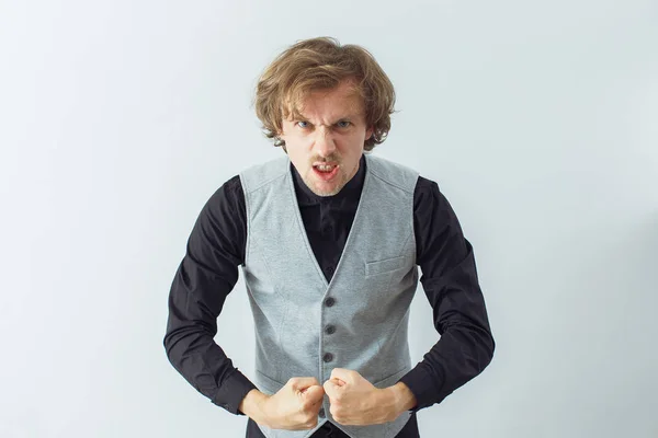 Young man with gesture of power — Stock Photo, Image