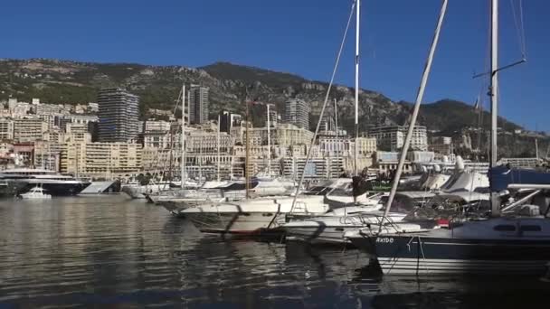 Mónaco Francia Octubre 2018 Marina Ciudad Mónaco Con Vista Fondo — Vídeo de stock