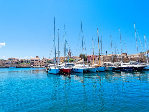 Vista Ciudad Alghero Disparo Desde Mar Cerdeña — Foto de Stock