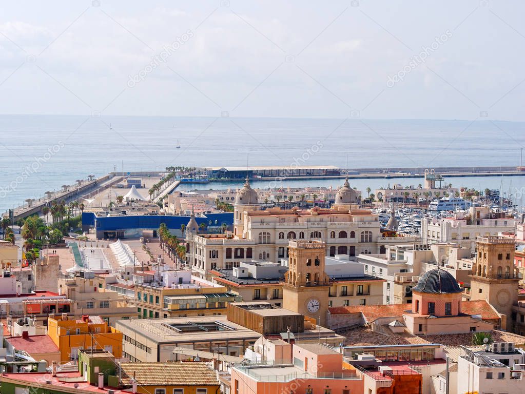 Aerial panorama of the beautiful city of Alicante.
