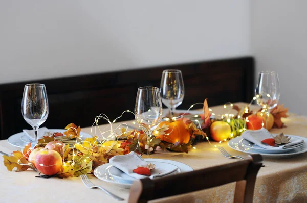 Mesa Decorada Para Jantar Ação Graças — Fotografia de Stock