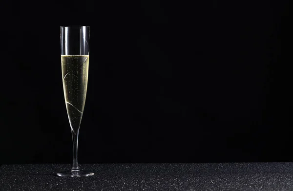 Glass Champagne Black Background — Stock Photo, Image