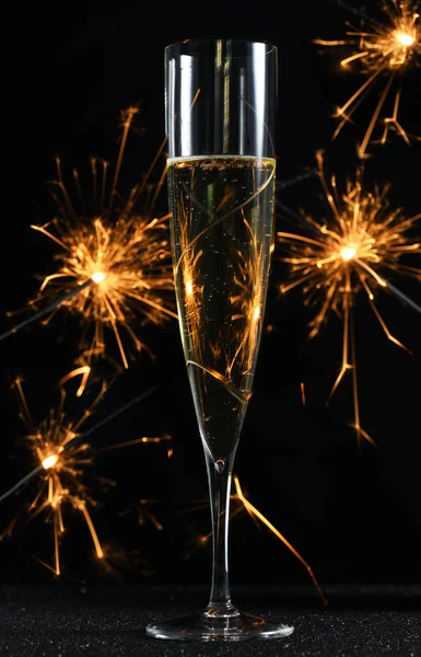 Glass Champagne Sparkles — Stock Photo, Image