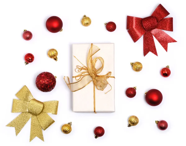 Regalo Natale Con Decorazione Bianco — Foto Stock