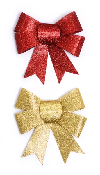 Golden Red Bows White Background — Stock Photo, Image