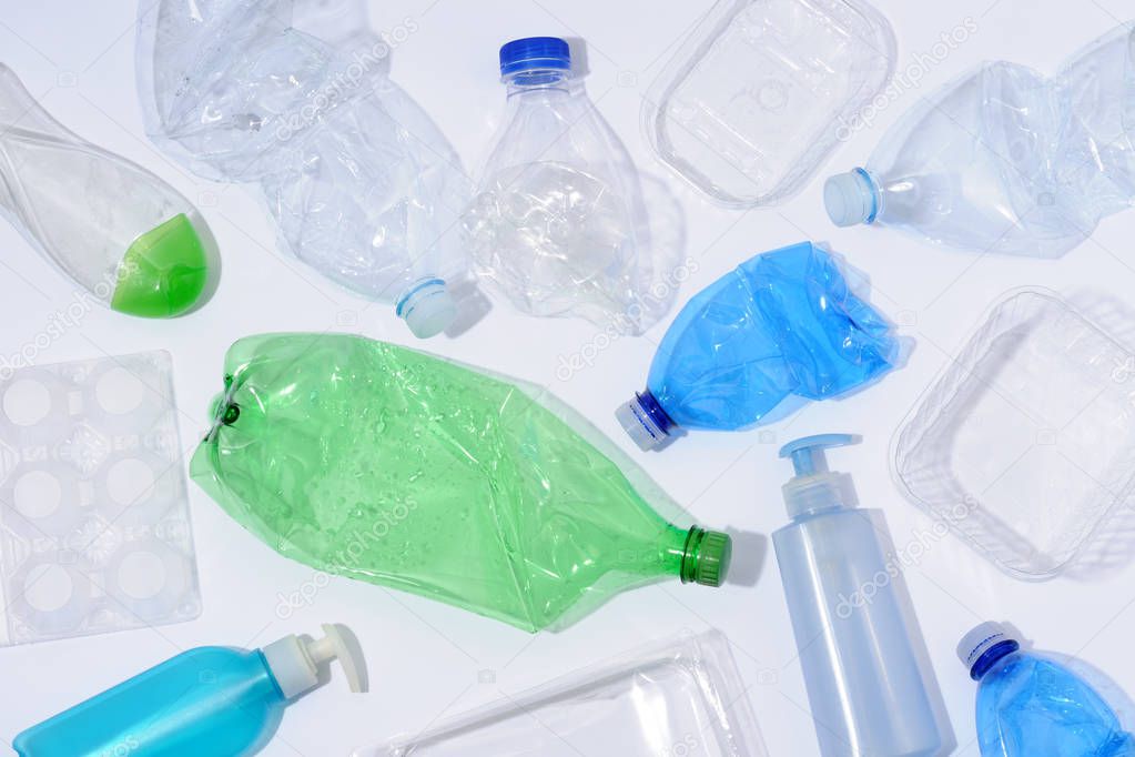 arrangement of plastic bottles and containers