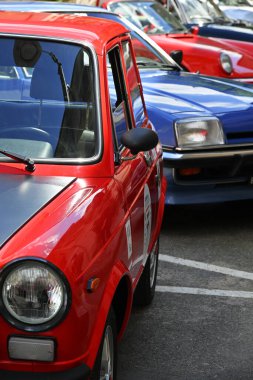 Details of beautiful retro cars on the street