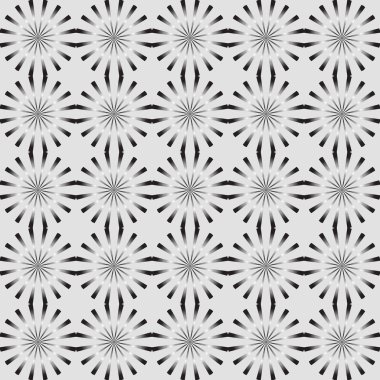 Kesintisiz geometrik desen vektör arka plan parlak görünümlü tek renkli tasarım vintage retro sanat gri siyah beyaz ışıklı
