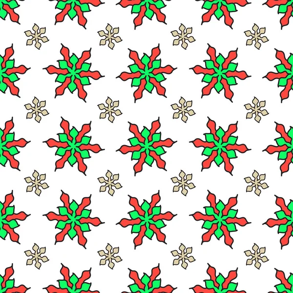 Blumen Weihnachten Neujahr Feier Design Nahtlose Muster Vektor Hintergrund Kunst — Stockvektor