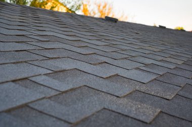 Close up view on asphalt roofing shingles  clipart