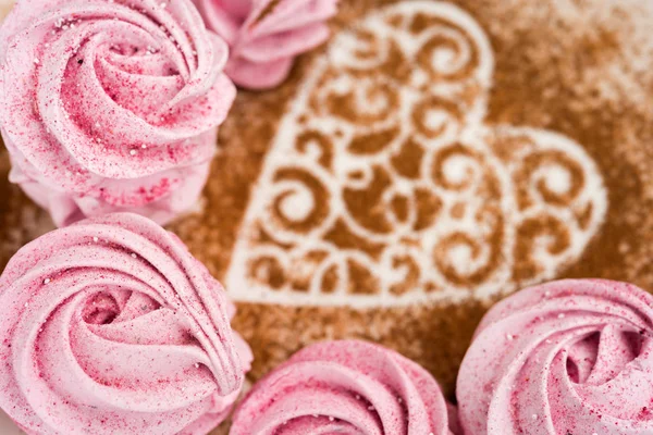 Pink fruit marshmallow for Valentine Day as background.