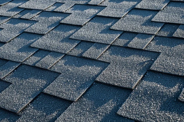 Close View Asphalt Roofing Shingles Covered Frost — Stock Photo, Image