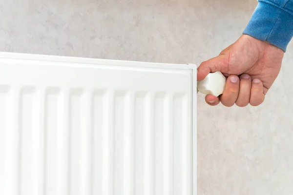 Ajuste Manual Perilla Del Radiador Calefacción Casa Una Temporada Fría — Foto de Stock