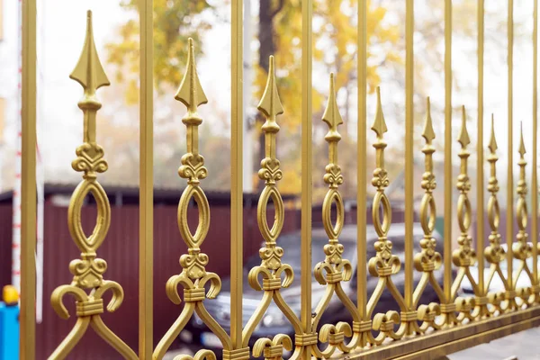 Image Beautiful Decorative Cast Iron Wrought Fence Artistic Forging Metal — Stock Photo, Image