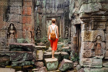 Angkor Wat, Kamboçya antik tapınak kalıntıları. Ta Prohm tapınağı kompleksi içinde görünümü, Angkor, Kamboçya 