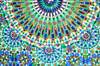 Fas Mozaik çini, seramik dekorasyon Hassan Ii Camii, Casablanca, Morocco