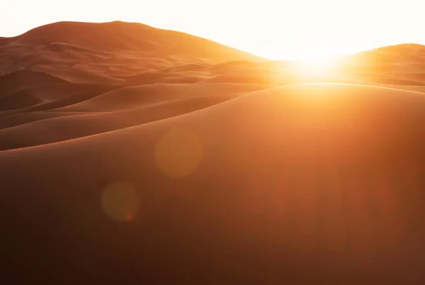 Prachtige zandduinen in de Sahara. Sahara de grootste hete woestijn en de derde grootste woestijn ter wereld. — Stockfoto