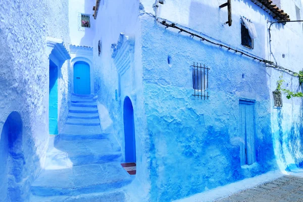 Détails architecturaux traditionnels marocains à Blue city Chefchaouen, Maroc, Afrique — Photo