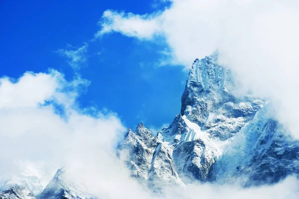 Snowy mountains peaks. Mountain peak Everest. Highest mountain in the world. National Park, Nepal.