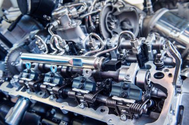 Araba motoru yakın çekim. Motoriç tasarımı.