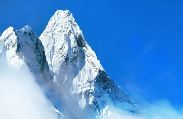 Mountain peak Everest. Highest mountain in the world. National Park, Nepal.