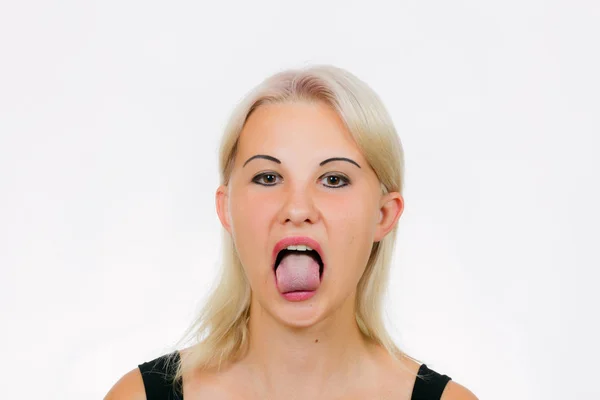 Gezicht oefening voor vrouwen kaak release — Stockfoto