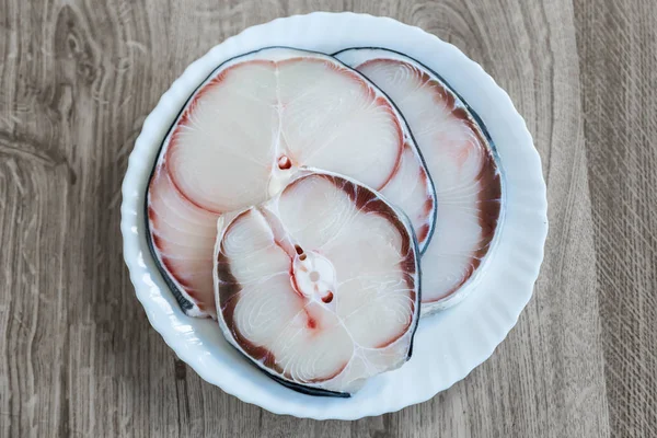 Cooking of blue shark meat — Stock Photo, Image