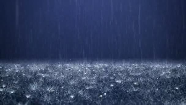 Pluie Sur Fond Bleu Foncé — Video