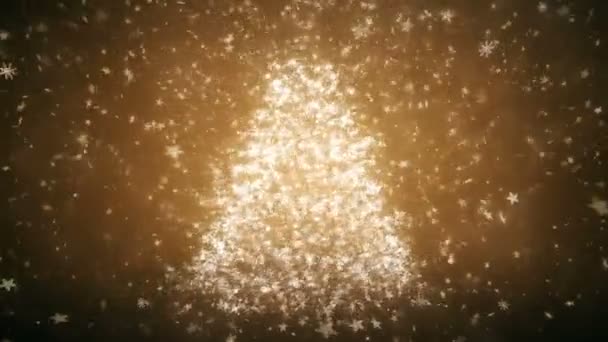 Выращивание Новогодней Елки Падающими Снежинками Звездами — стоковое видео