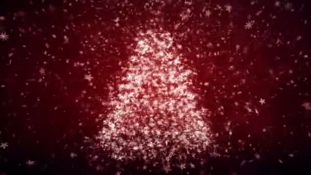 Árbol Año Nuevo Crecimiento Con Copos Nieve Estrellas — Vídeos de Stock