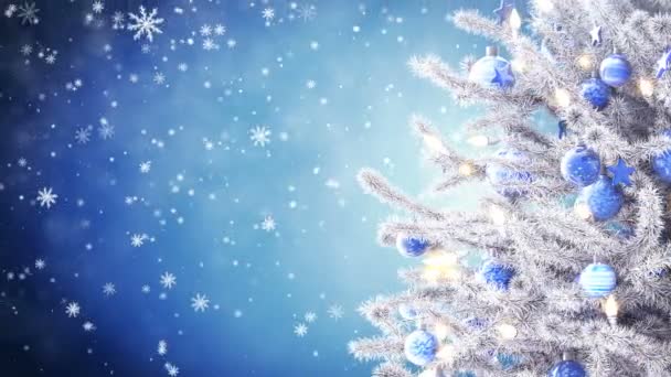 Albero Anno Nuovo Con Fiocchi Neve Cadenti — Video Stock