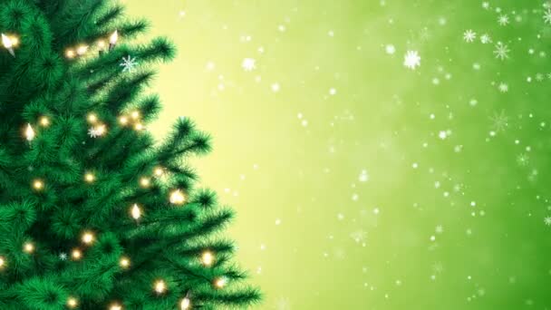 Kerstboom Met Vallende Sneeuwvlokken — Stockvideo