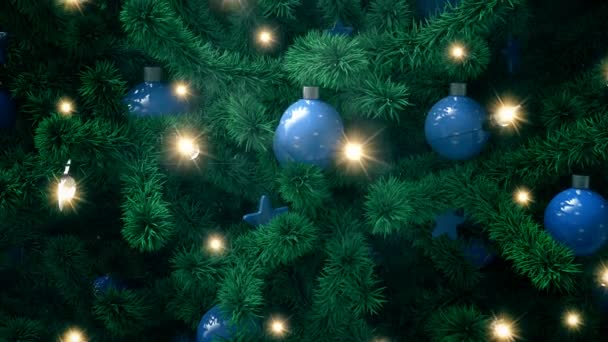 Árbol Año Nuevo Con Fal Nieve Fondo Noche Navidad — Vídeos de Stock