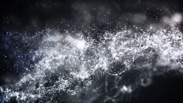 Fliegende Teilchen Auf Dunklem Hintergrund — Stockvideo