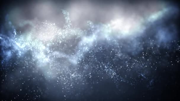 Абстрактное Движение Фона Сияющие Летающие Частицы Звезды Волшебной Пыли Световых — стоковое видео