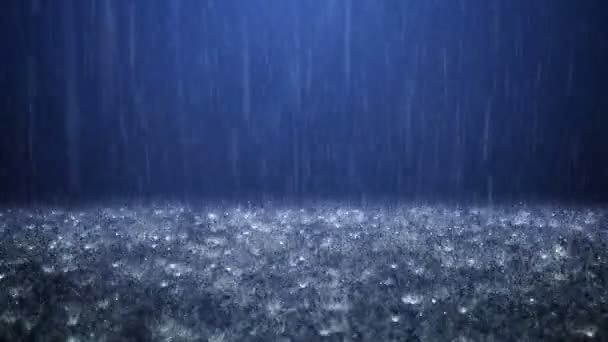 Lluvia Sobre Fondo Azul Oscuro — Vídeos de Stock