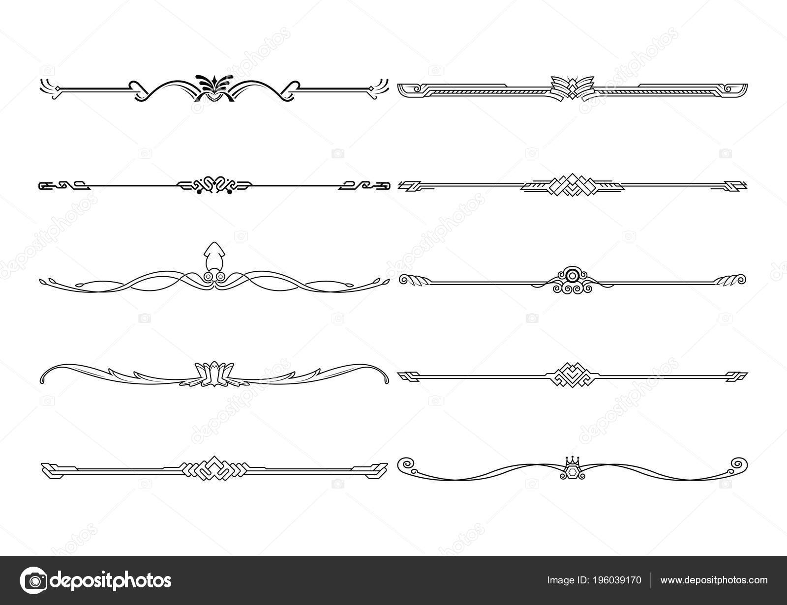 Set Decorative Elements Border Page Rules Frame Vector Illustration