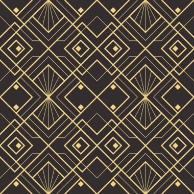 Vektör modern geometrik fayans deseni. Altın çizgili şekil. Soyut sanat deco kusursuz lüks arka plan.