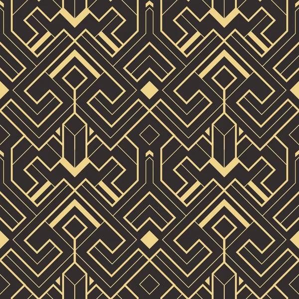 Vector Modern Geometric Tiles Pattern Golden Lined Shape Abstract Art — Stock Vector